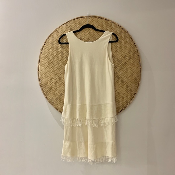 Woman’s Cream THEORY Dress with Fringe Detail - Picture 2 of 7